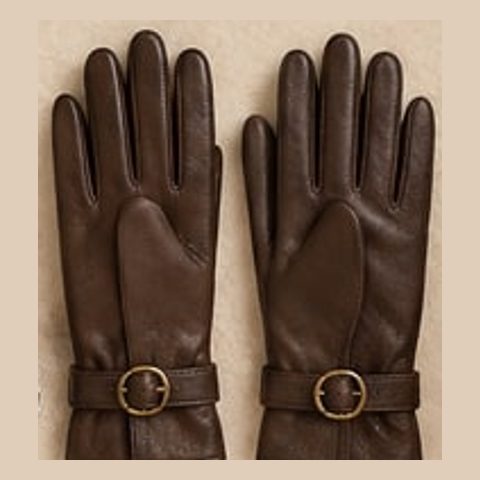 Brown leather gloves