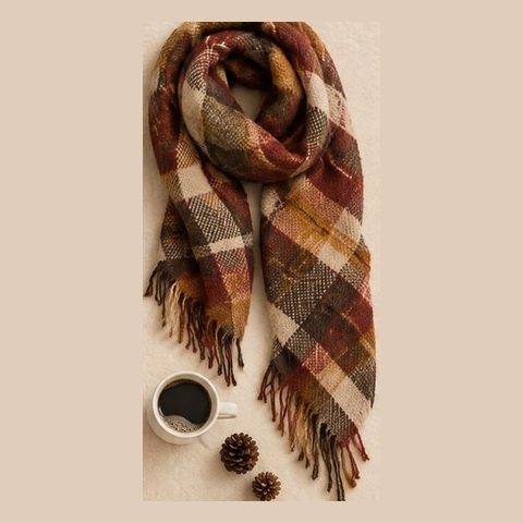 Plaid blanket scarf