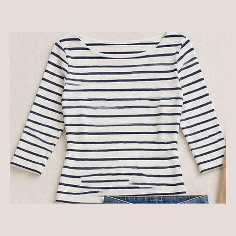 Navy striped boat-neck top