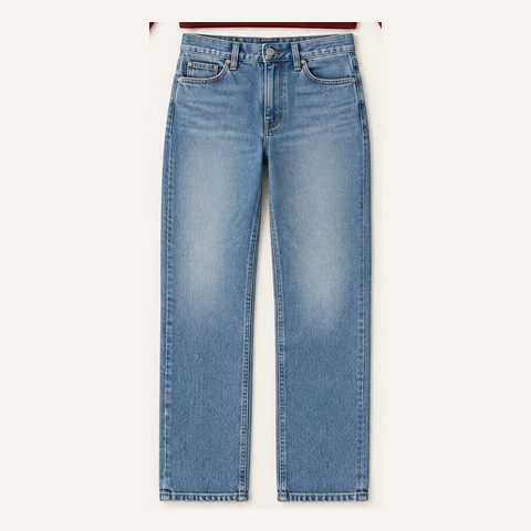 Light-wash straight-leg jeans