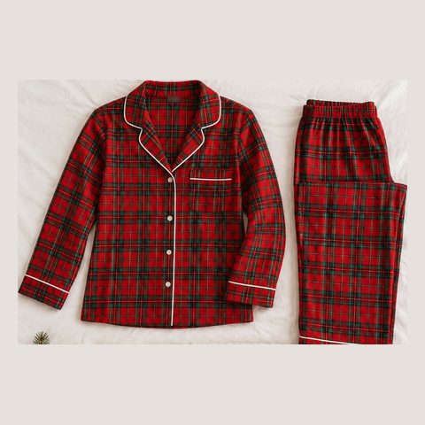 Red tartan flannel pajama set