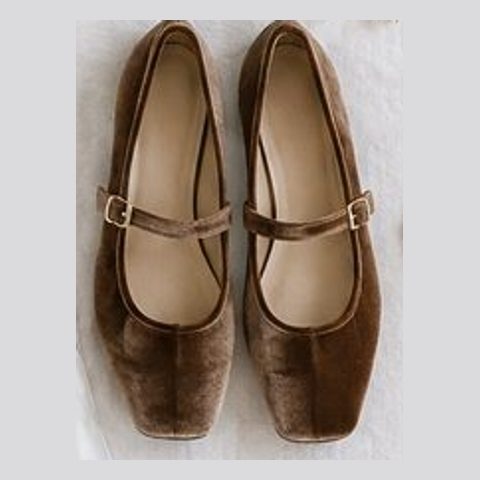 Brown velvet Mary Jane flats
