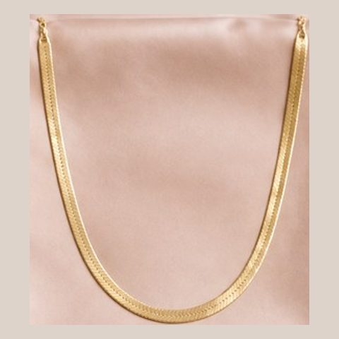 Gold herringbone necklace