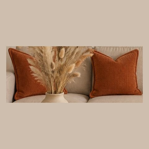 Rust chenille pillow covers