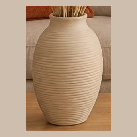 Ribbed ceramic vase