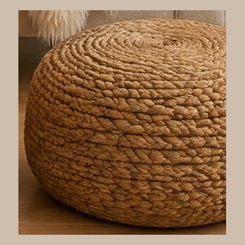 Braided jute pouf