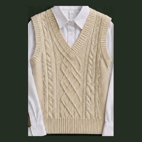 Cream cable-knit sweater vest