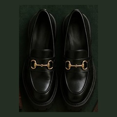 Black chunky loafers