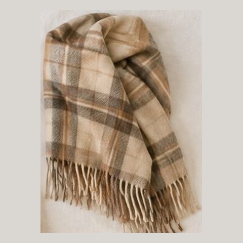 Beige plaid scarf