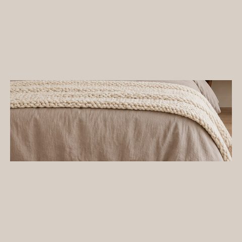 Ivory chunky knit throw
