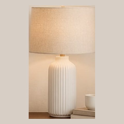 Ribbed ceramic bedside lamp