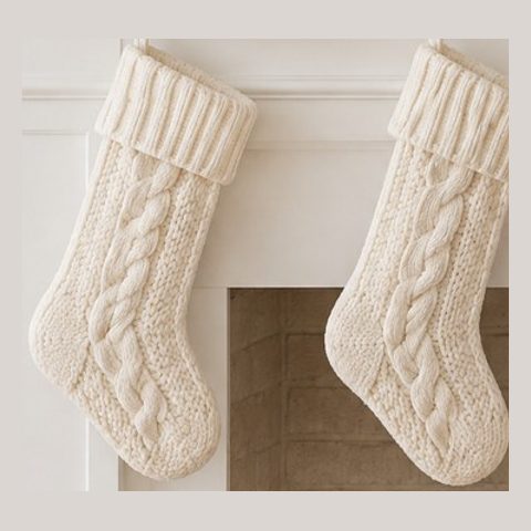 Ivory cable-knit stockings