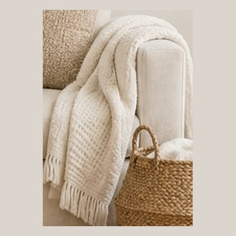 Cream waffle throw
