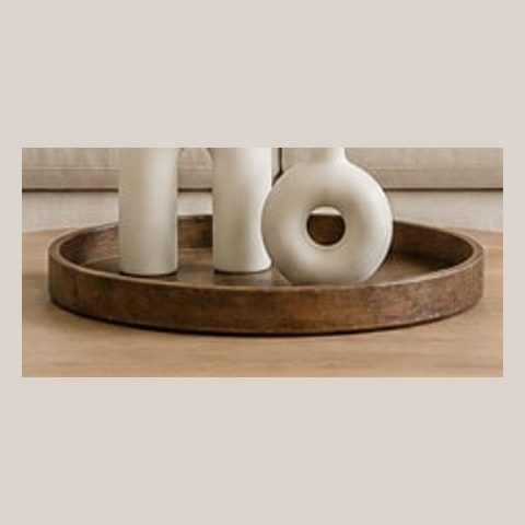 Round wood tray