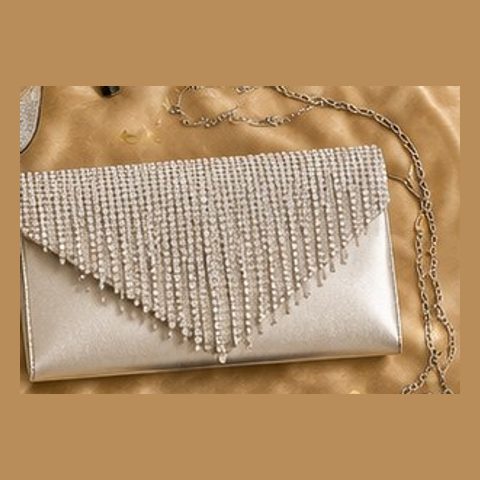 Silver rhinestone clutch