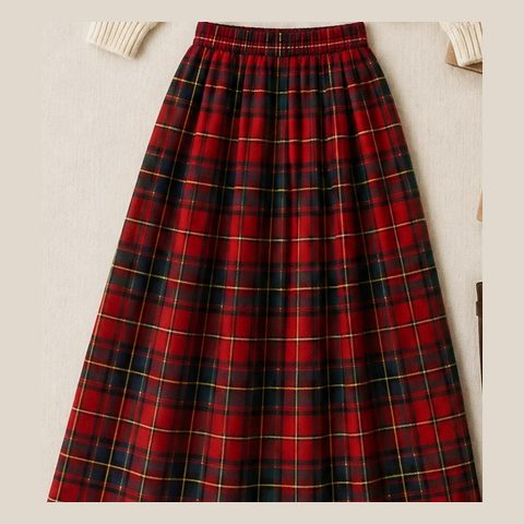 Red tartan maxi skirt
