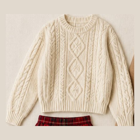 Cream cable-knit sweater