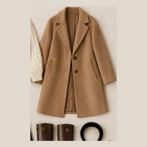 Camel wool-blend coat